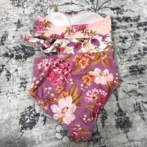 Kona Sol Side Tie Strapless One Piece Sz M - Picture 4 of 7